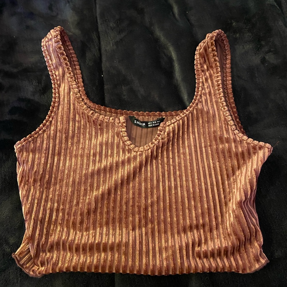 Velvet ribbed crop top